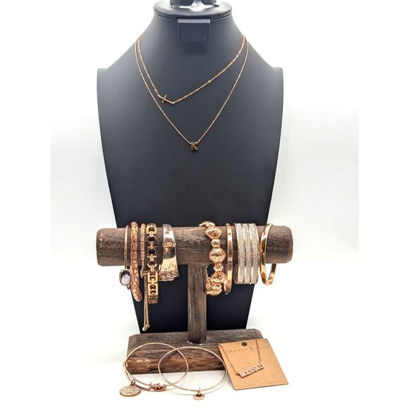 Rose Tone Jewelry Lot of Three Necklaces and Eleven Bracelets - Picture 7 of 7